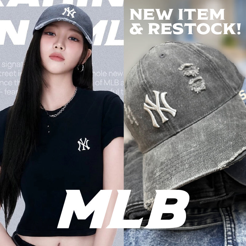 大人気‼️ MLB カリナ着用 ダメージキャップ ブラック　韓国限定 大人気‼️ MLB カリナ着用 ダメージキャップ ブラック 韓国限定 大人気