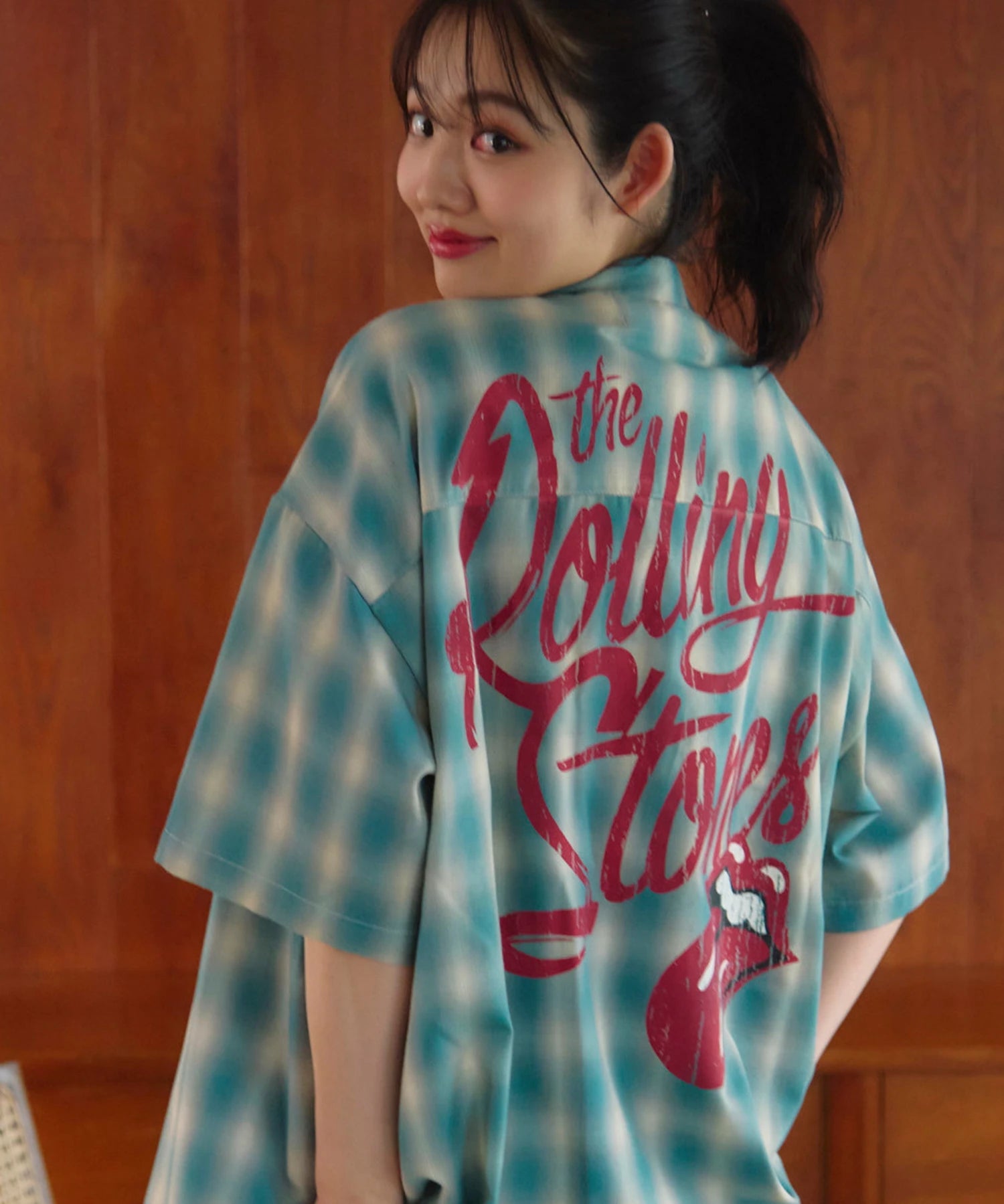 【The Rolling Stones×JACKROSE】 ヴィンテージ加工･チェックSSシャツ(短丈)