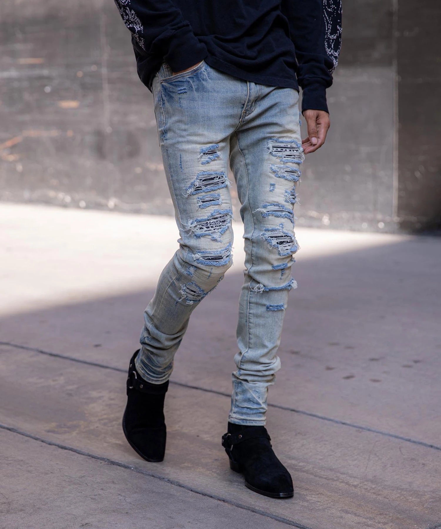 mnml【ミニマル】-X165 PAISLEY SKINNY FIT DENIM