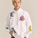 GA 裏毛-COLORFULL刺繍HALF-ZIP