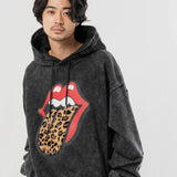 【The Rolling Stones×JACKROSE】 シグネチャー ヒョウ柄 フード刺繍-プルパーカー