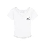 MUCENT/ムセント SUNNIOR LACE V-NECK HALF T SS