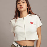 GA HEART ﾘﾌﾞｼｮｰﾄ丈ZIP UP TEE