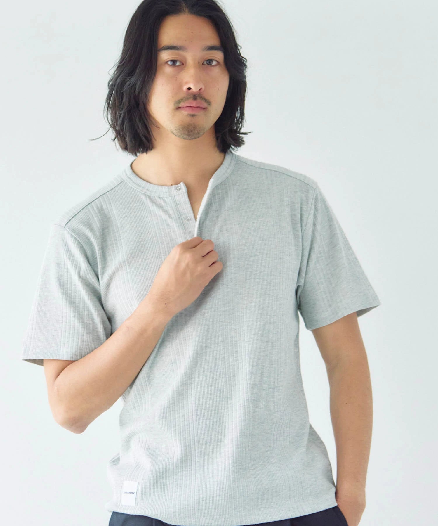 JE-ランダムテレコ ヘンリーネック SSTEE