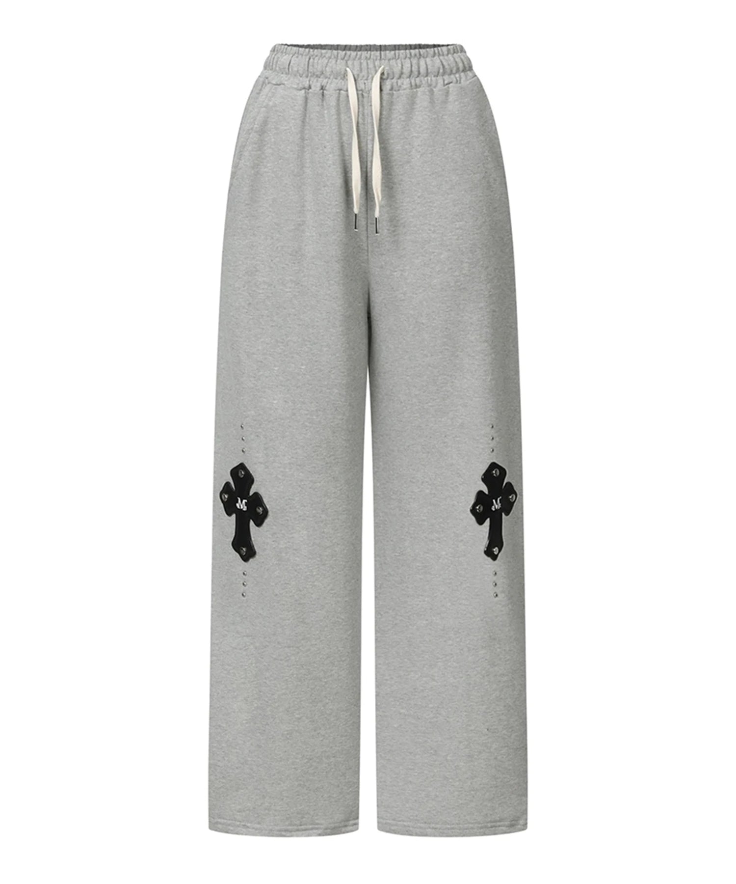 MUCENT/ムセント CROSS LEATHER PATCH SWEAT PANTS
