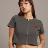 GA HEART ﾘﾌﾞｼｮｰﾄ丈ZIP UP TEE