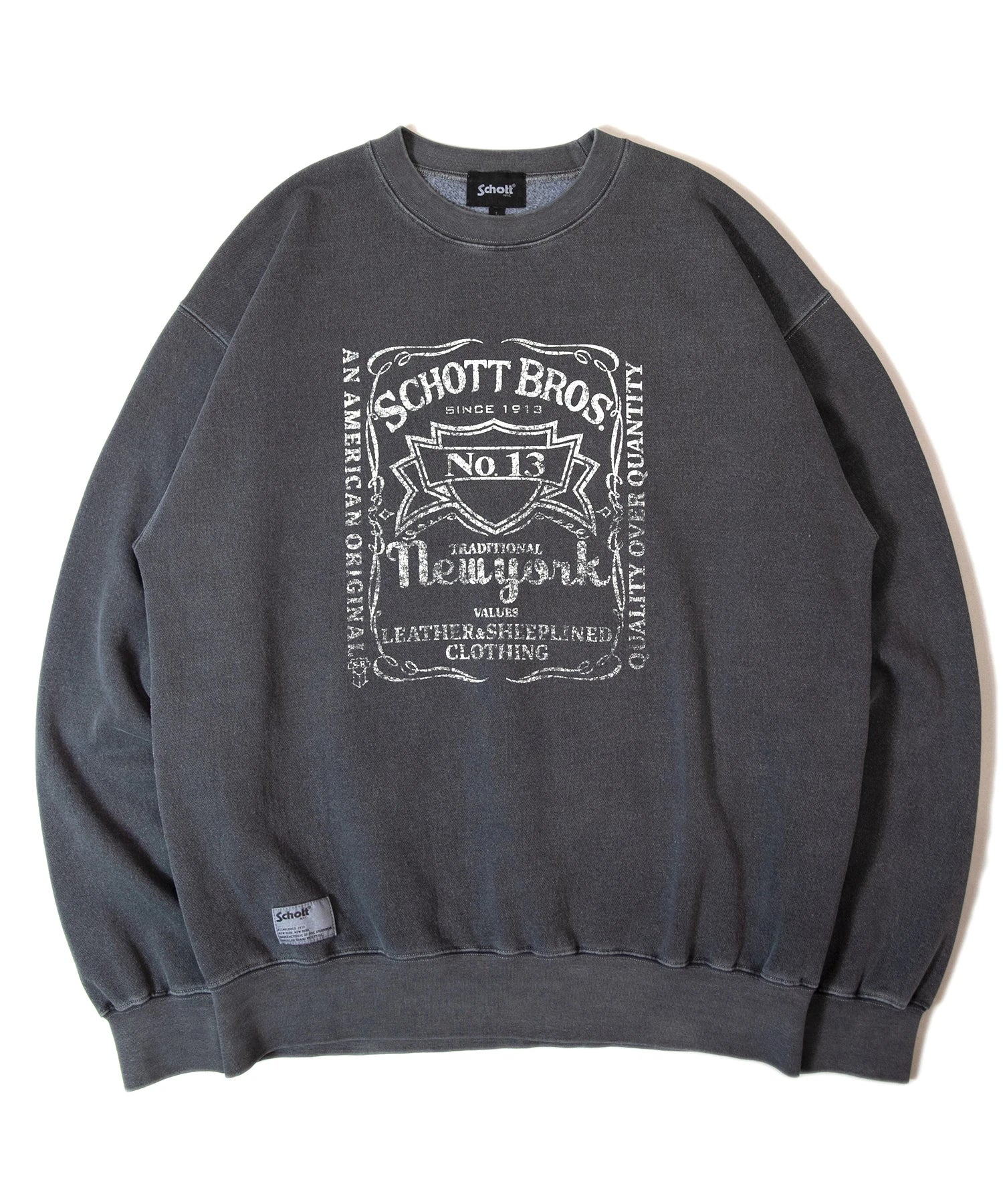 SCHOTT-SQUARE LOGO CREW SWEAT