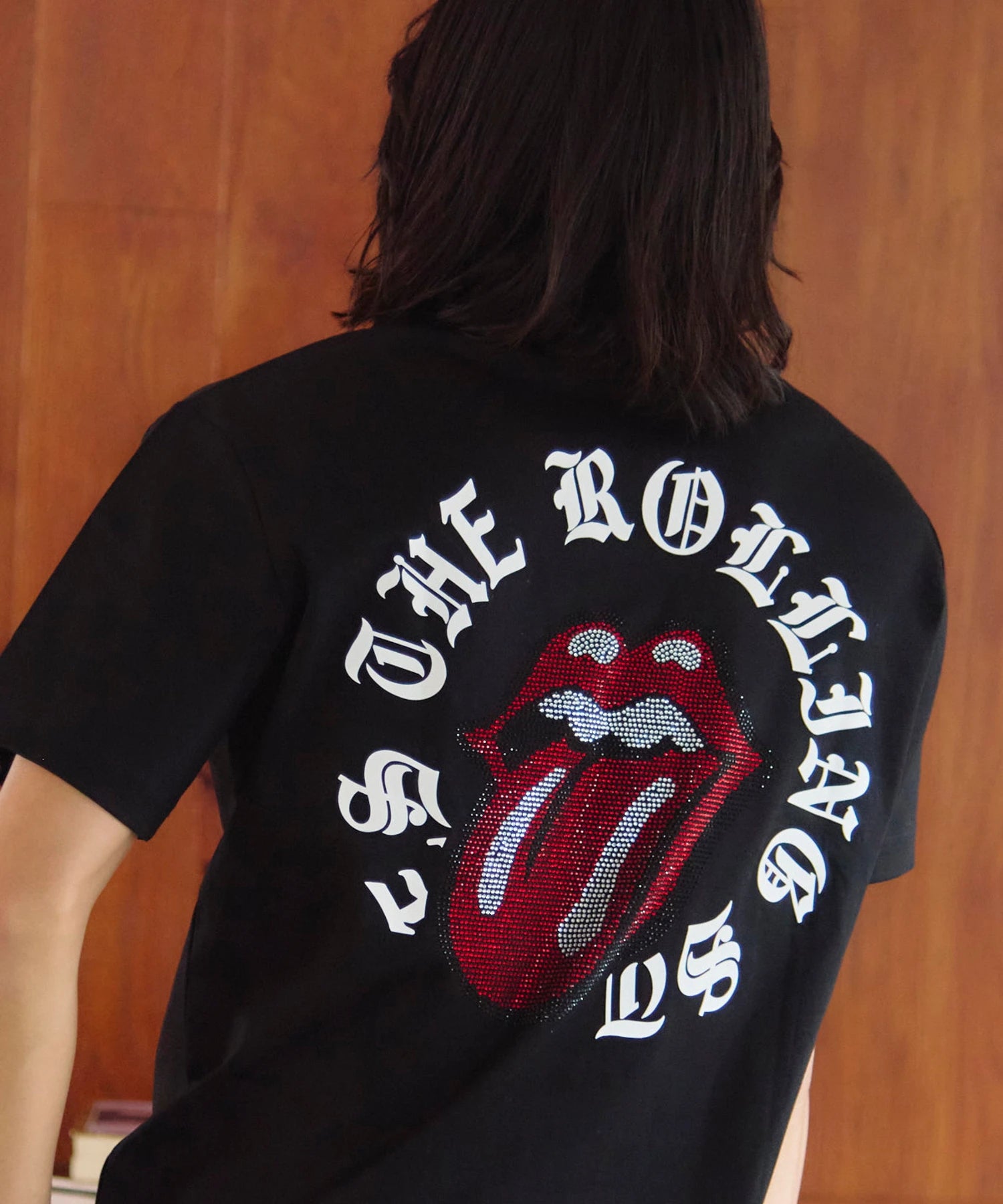 【The Rolling Stones×JACKROSE】 シルケット天竺・リップス&タン・ラインストーンSSTEE