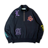 GA 裏毛-COLORFULL刺繍HALF-ZIP