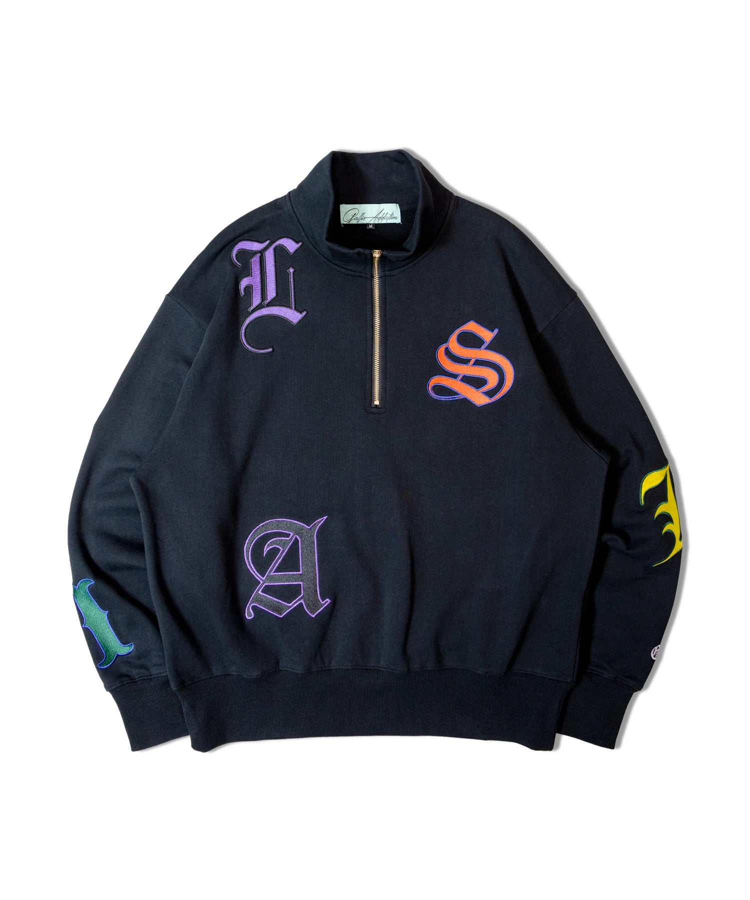 GA 裏毛-COLORFULL刺繍HALF-ZIP