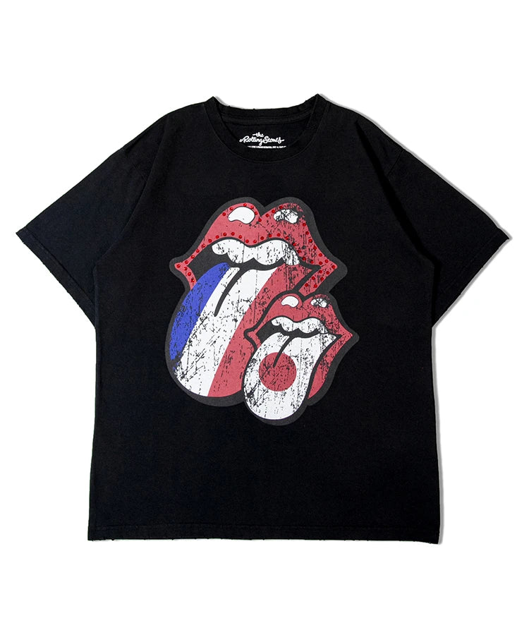 B-TRS PARIS/JPN PRINT&LINESTONE SS TEE