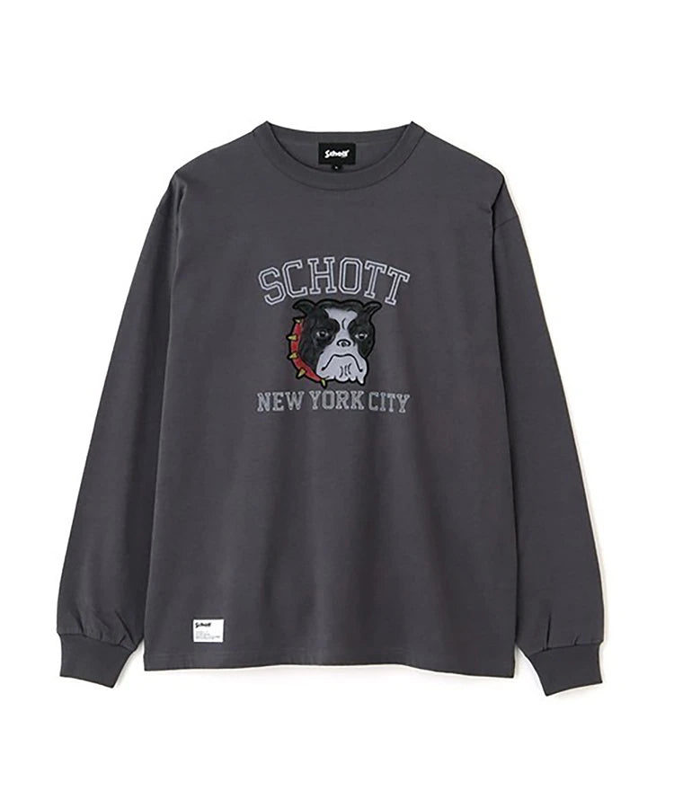 SCHOTT-COLOR FLOCKY BULLDOG LS　TEE
