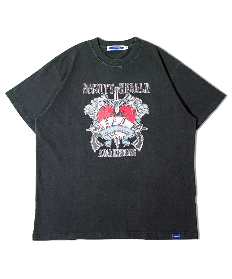 JE-BIKE&HEART CRACK PRINT TEE