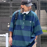 ANGLAN-Stripe Wappen PK Half Shirt