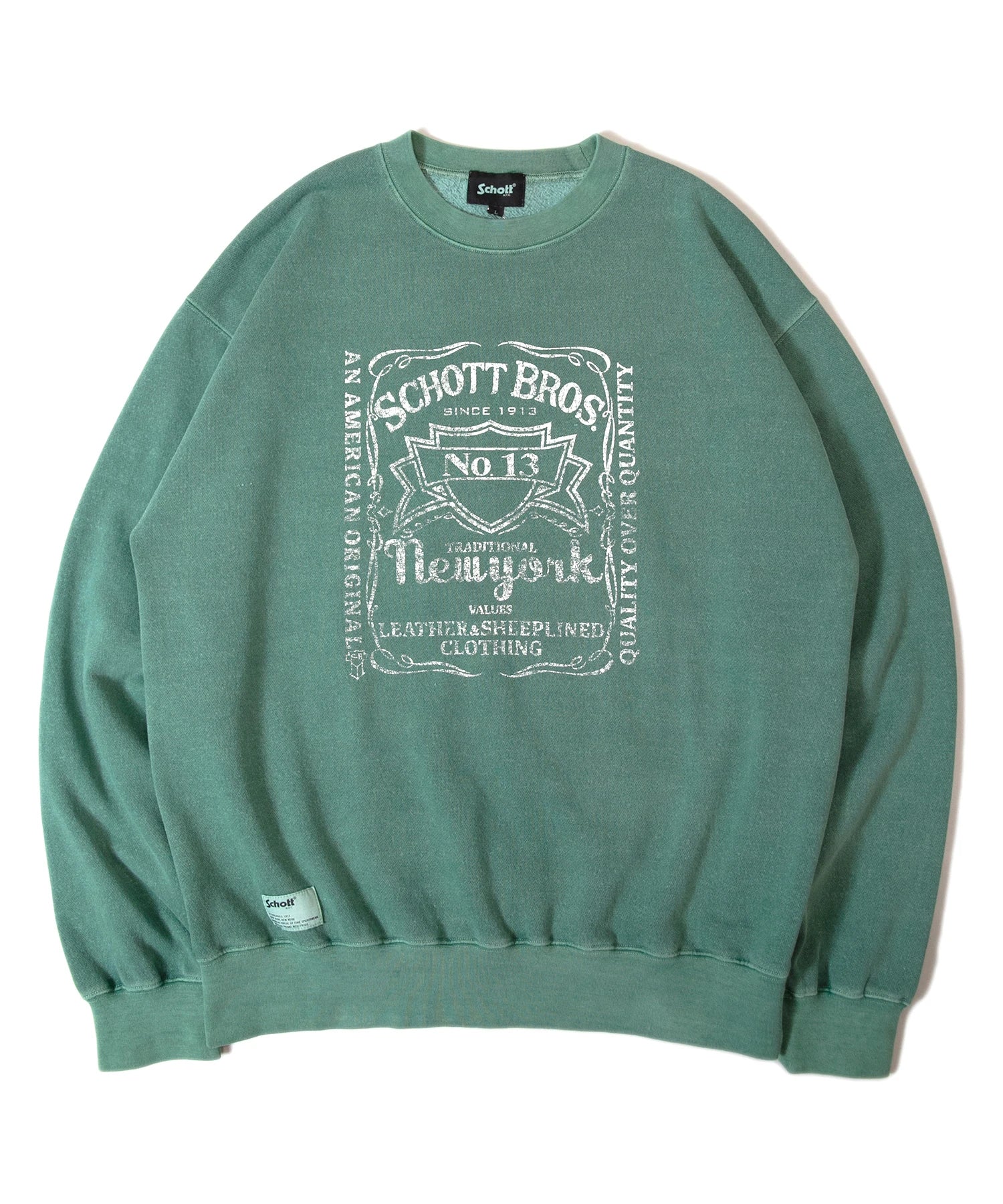 SCHOTT-SQUARE LOGO CREW SWEAT