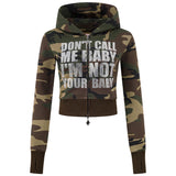 SupBaby by SUPPLIER/サプベイビー バイ サプライヤー Camouflage Not Your Baby Cropped Zip Hoodie