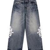 SUPPLIER/サプライヤー Multiple Cross Leather Patch Baggy Denim