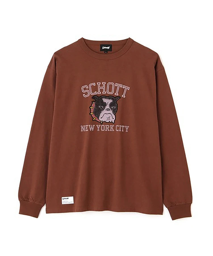SCHOTT-COLOR FLOCKY BULLDOG LS　TEE