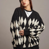 JE DIA/ARGYLE JQ SHAGGY KNIT CARDIGAN