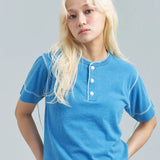 Healthknit/ヘルスニット INDIGO HENLEY NECK SHORT SLEEVE TEE