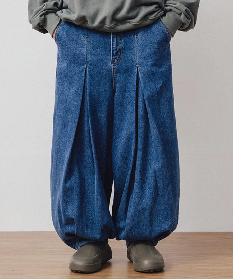 AG-Unbalance Long Tuck Denim Balloon Pants/アングラン アンバランスロングタックデニムバルーンパンツ