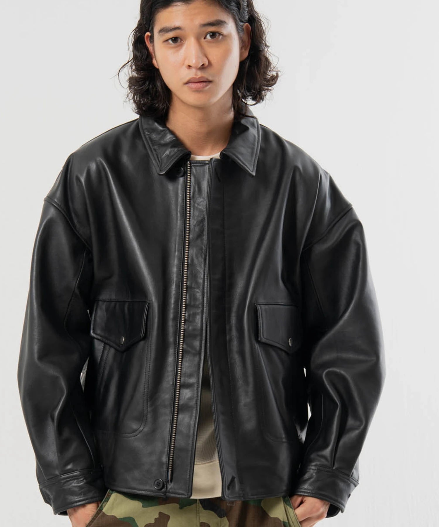 【SKOOKUM×JACKROSE】 BUFFARO CALF フライト ZIP ブルゾン