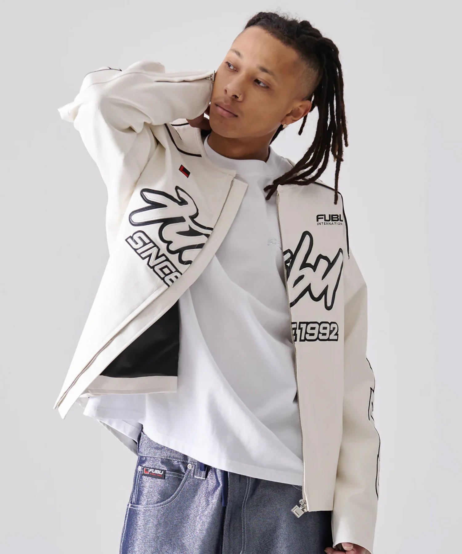 FUBU-Faux Leather Racing Jacket