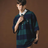 ANGLAN-Stripe Wappen PK Half Shirt