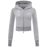 SupBaby by SUPPLIER/サプベイビー バイ サプライヤー Multiple Cross Rhinestone Pierced Zip Hoodie
