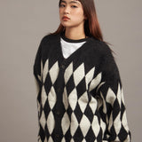 JE DIA/ARGYLE JQ SHAGGY KNIT CARDIGAN