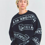 GA MOHAIR EMBLEM総柄 KNIT