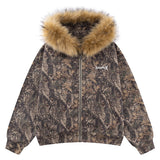 SUPPLIER/サプライヤー Tree Camo Faux Fur Cross Zip Hoodie