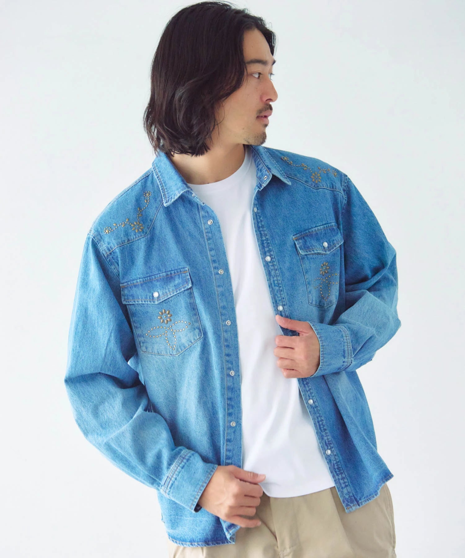 JE-STUDS DENIM LS SHIRTS