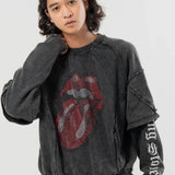 【The Rolling Stones×JACKROSE】 シグネチャー ラインストーン-レイヤード スウェット