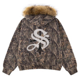 SUPPLIER/サプライヤー Tree Camo Faux Fur Cross Zip Hoodie