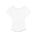 MUCENT/ムセント SUNNIOR LACE V-NECK HALF T SS