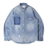 ALCARZA/アルカーザ ダメージデニムシャツ LS