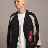 B-TRS SHAGGY KNIT JQ CARDIGAN