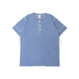 Healthknit/ヘルスニット INDIGO HENLEY NECK SHORT SLEEVE TEE