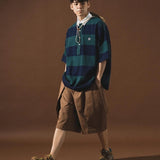 ANGLAN-Stripe Wappen PK Half Shirt