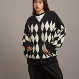 JE DIA/ARGYLE JQ SHAGGY KNIT CARDIGAN