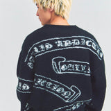 GA MOHAIR EMBLEM総柄 KNIT