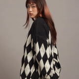 JE DIA/ARGYLE JQ SHAGGY KNIT CARDIGAN