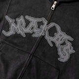 JE-ロゴフェイクスウェード・ZIPパーカー