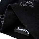 SUPPLIER/サプライヤー Multiple Cross Leather Patch Beanie