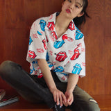 【The Rolling Stones×JACKROSE】 総柄･リップス&タン SSシャツ