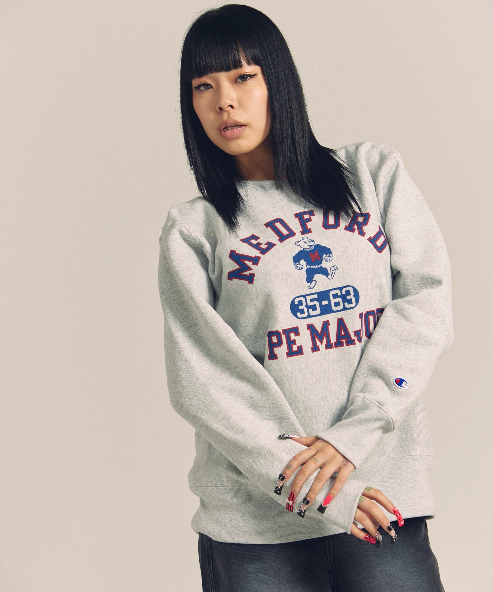 CH-REVERSE WEAVE CREW NECK SWEAT