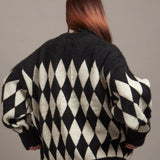 JE DIA/ARGYLE JQ SHAGGY KNIT CARDIGAN