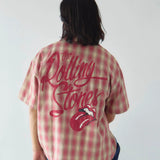 【The Rolling Stones×JACKROSE】 ヴィンテージ加工･チェックSSシャツ(短丈)
