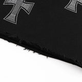 Unknown London/アンノウン ロンドン Black X Silver Allover Rhinestone Baggy Sweat Shorts